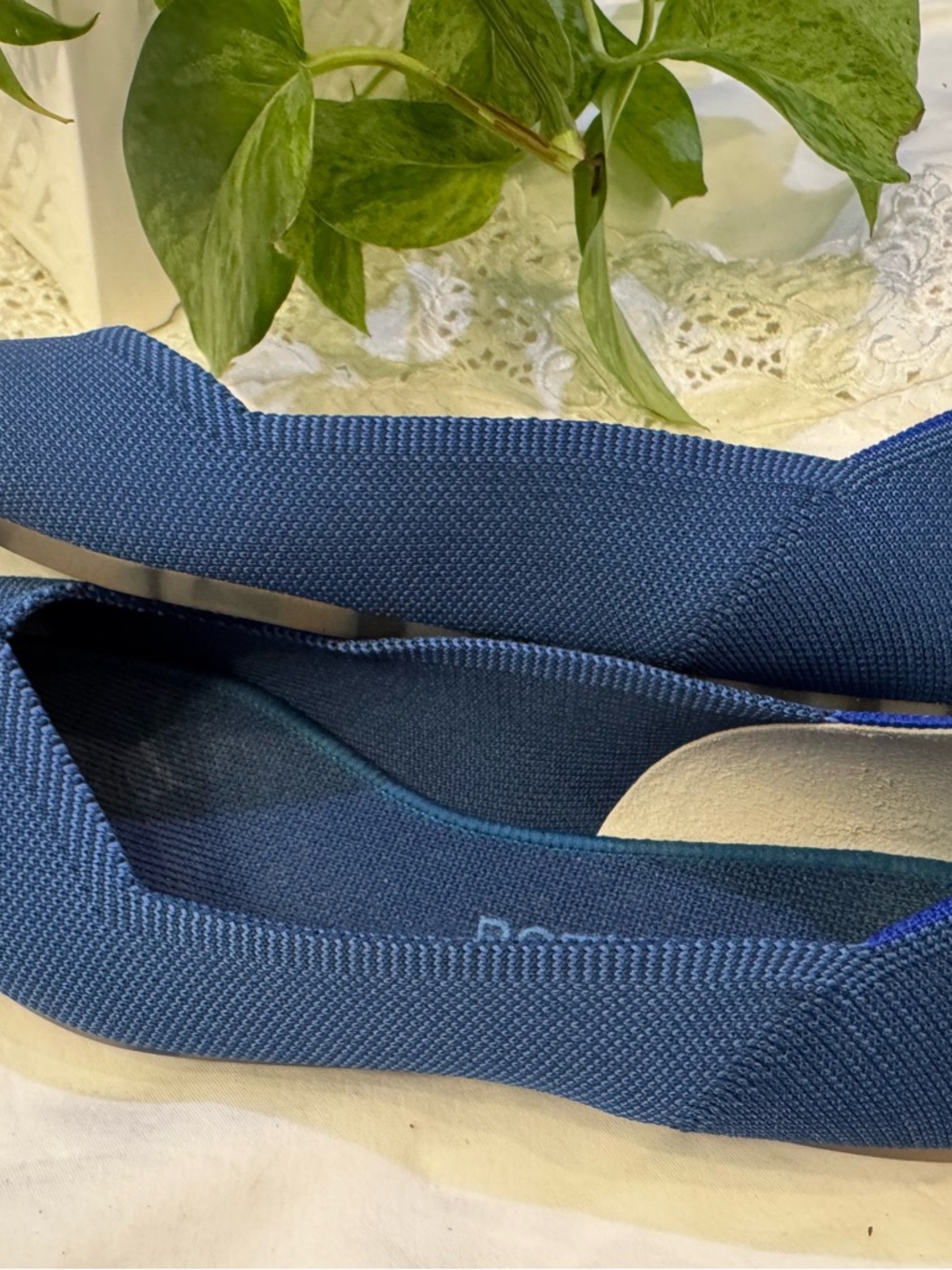 Rothy's Blue Knit Slip-On Ballet Flats